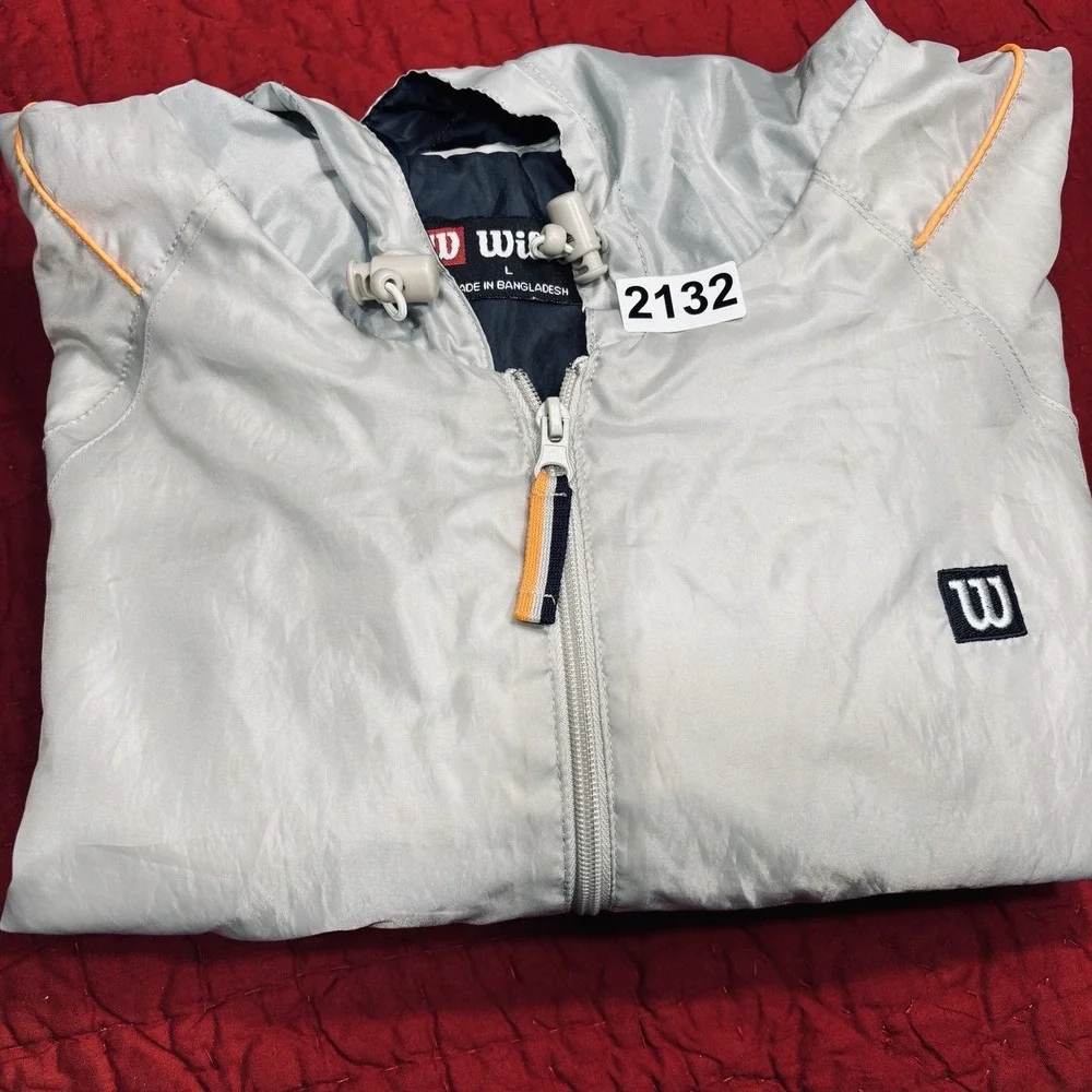 Vintage Wilson Nylon Windbreaker Warmup Tracksuit Set Men's Large White Blue